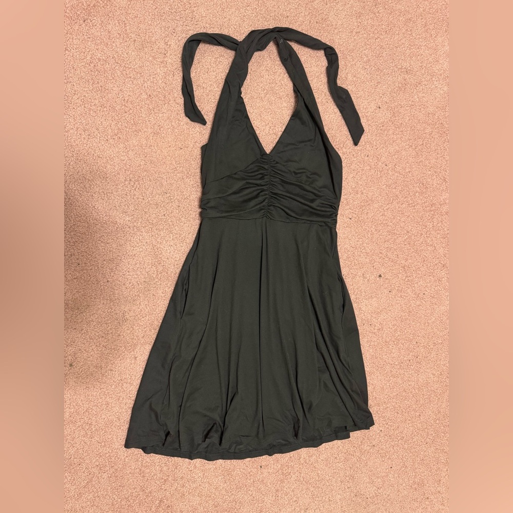 New xl black halter stretchy flowy casual dress short